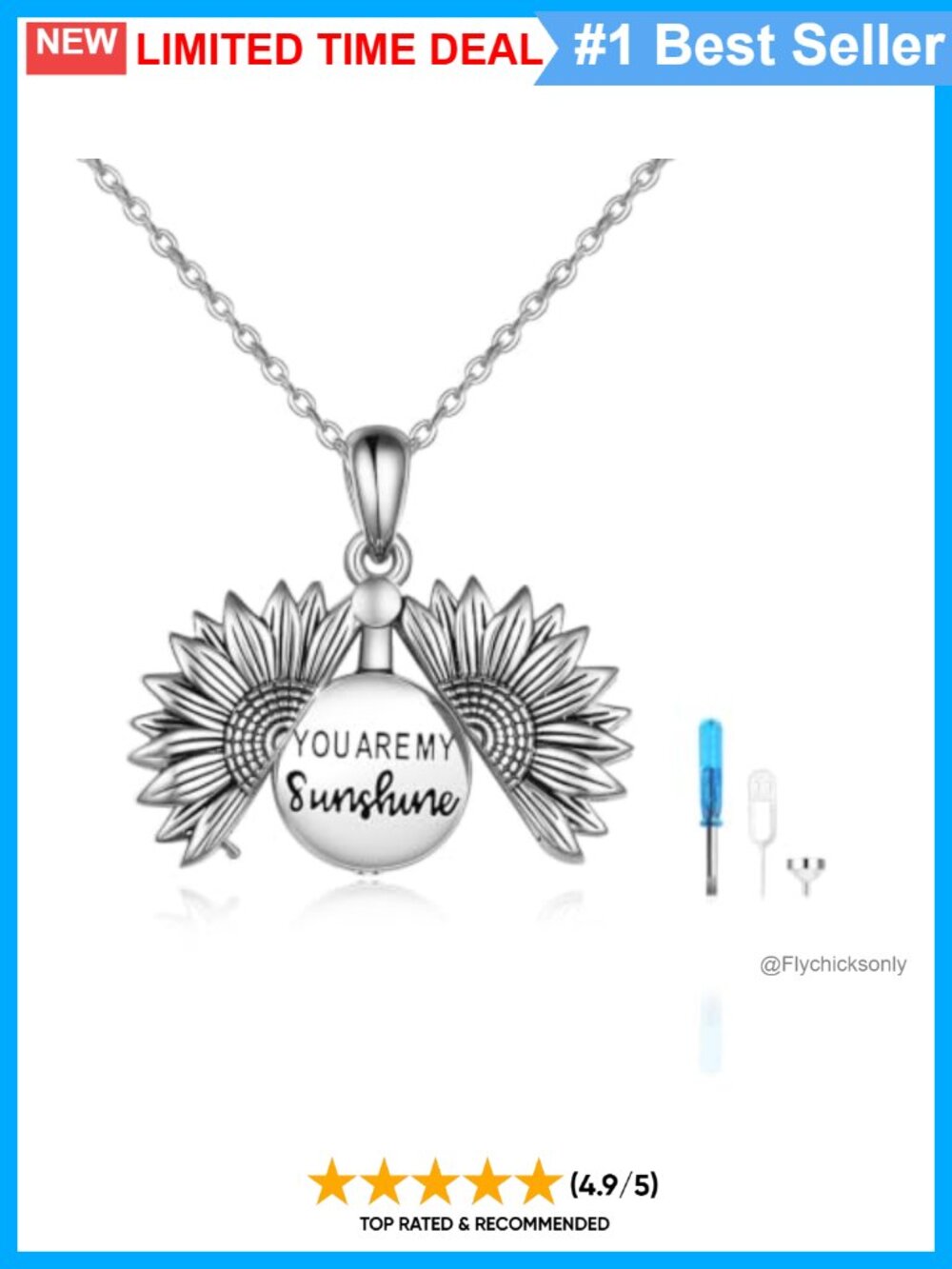 Sunflower Urn Necklace for Ashes You Are My Sunshine Cremation Keepsake Pendant